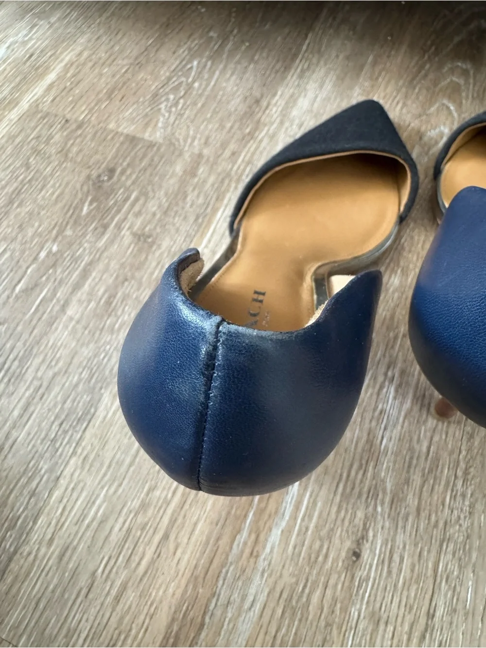 Coach Black D’Orsay Pumps Blue Leather Heels Pointed Toe Size 7B